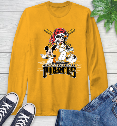 MLB Pittsburgh Pirates Mickey Mouse Donald Duck Goofy Baseball T Shirt Long Sleeve T-Shirt 2