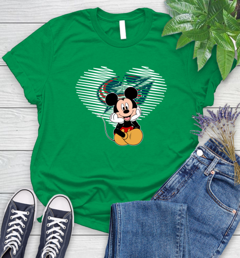 NHL Columbus Blue Jackets Carolina Hurricanes The Heart Mickey Mouse Disney Hockey Women's T-Shirt 9