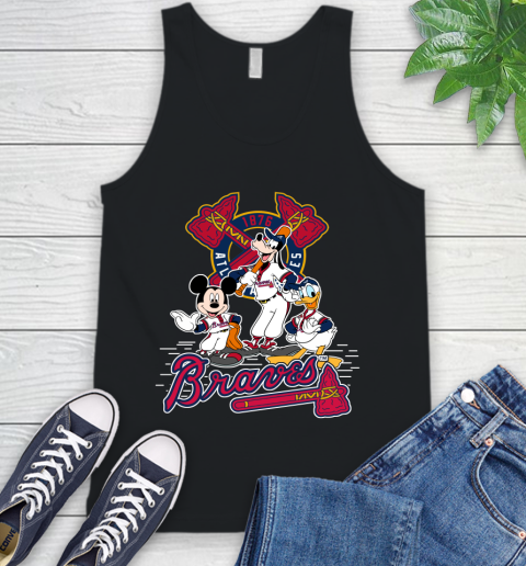 MLB Atlanta Braves Mickey Mouse Donald Duck Goofy Baseball T Shirt Tank Top