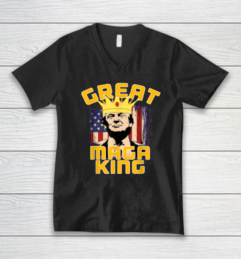 GREAT MAGA KING  Pro Trump V-Neck T-Shirt