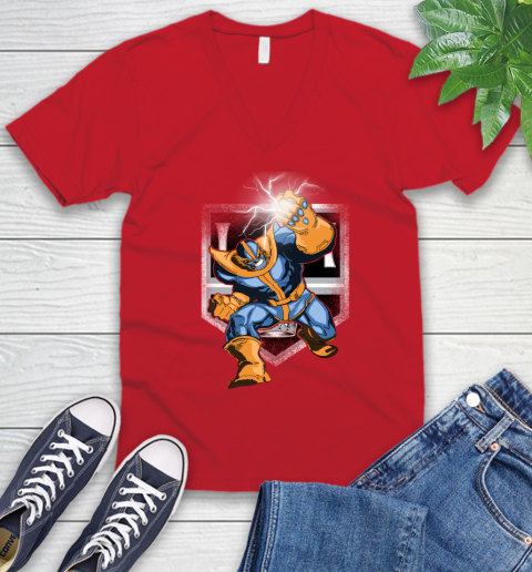 Los Angeles Kings NHL Hockey Thanos Avengers Infinity War Marvel V-Neck T-Shirt 6