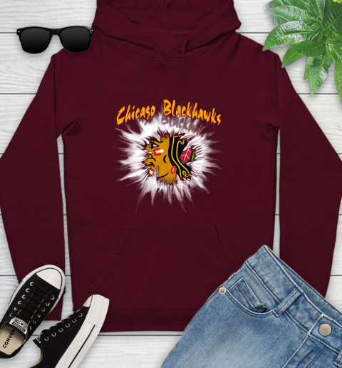 Chicago Blackhawks NHL Hockey Adoring Fan Rip Sports Youth Hoodie 7