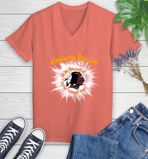 Washington Redskins NFL Football Adoring Fan Rip Sports Women's V-Neck T-Shirt 6