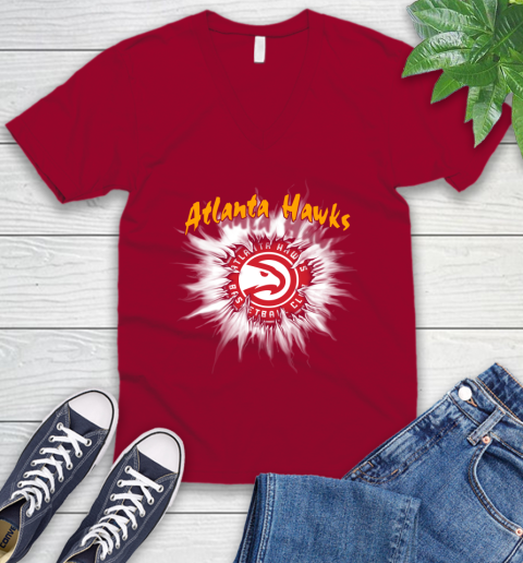 Atlanta Hawks NBA Basketball Rip Sports V-Neck T-Shirt 7