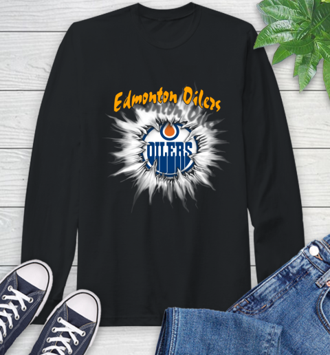 Edmonton Oilers NHL Hockey Adoring Fan Rip Sports Long Sleeve T-Shirt
