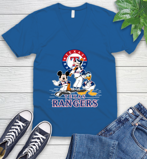 MLB Texas Rangers Mickey Mouse Donald Duck Goofy Baseball T Shirt V-Neck T-Shirt 5