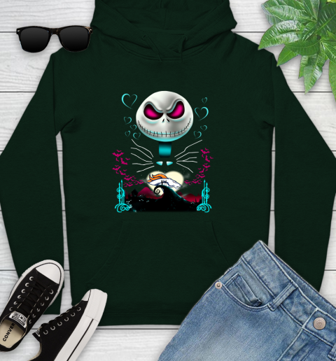NFL Denver Broncos Jack Skellington Sally The Nightmare Before Christmas Football Youth Hoodie 14