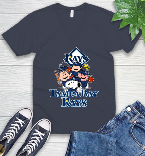 MLB Tampa Bay Rays Snoopy Charlie Brown Woodstock The Peanuts Movie Baseball T Shirt V-Neck T-Shirt 8