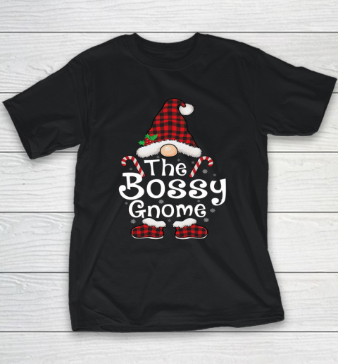 Bossy Gnome Buffalo Plaid Matching Family Christmas Youth T-Shirt