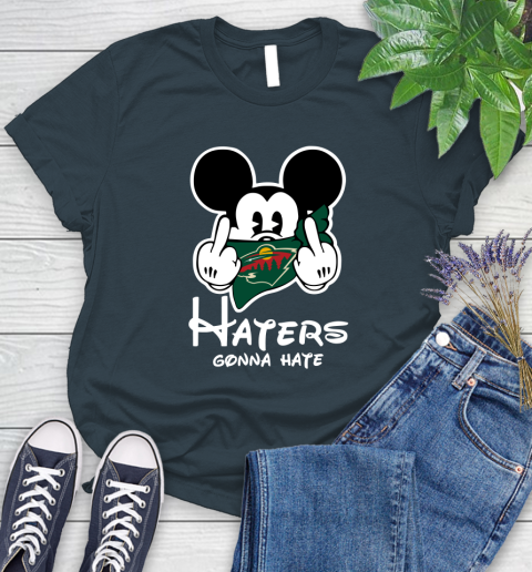 NHL Minnesota Wild Haters Gonna Hate Mickey Mouse Disney Hockey T Shirt Women's T-Shirt 11