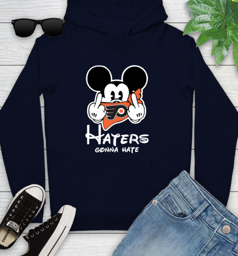 NHL Philadelphia Flyers Haters Gonna Hate Mickey Mouse Disney Hockey T Shirt Youth Hoodie 3