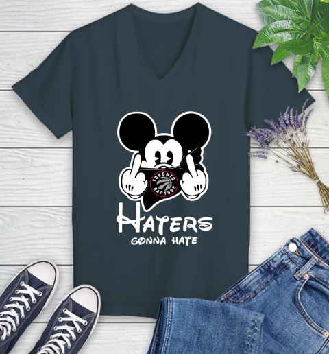 NBA Toronto Raptors Haters Gonna Hate Mickey Mouse Disney Basketball T Shirt Women's V-Neck T-Shirt 8