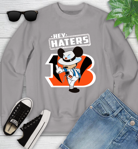 NFL Hey Haters Mickey Football Sports Cincinnati Bengals Youth Sweatshirt 3