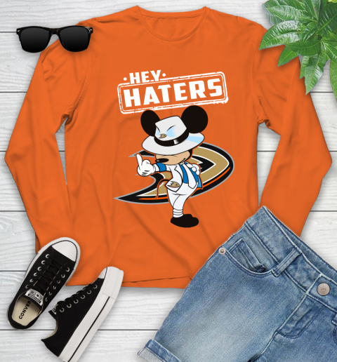 NHL Hey Haters Mickey Hockey Sports Anaheim Ducks Youth Long Sleeve 3