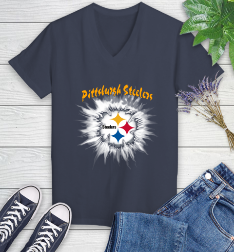 Pittsburgh Steelers NFL Football Adoring Fan Rip Sports Women's V-Neck T-Shirt 12