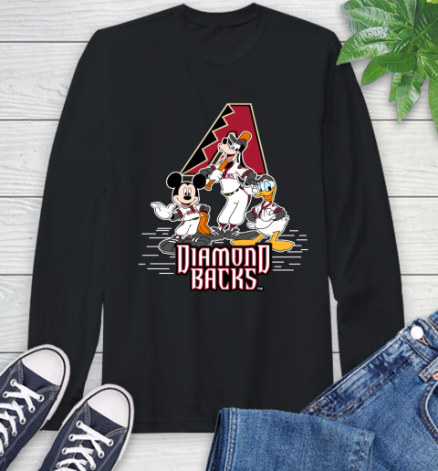 MLB Arizona Diamondbacks Mickey Mouse Donald Duck Goofy Baseball T Shirt Long Sleeve T-Shirt