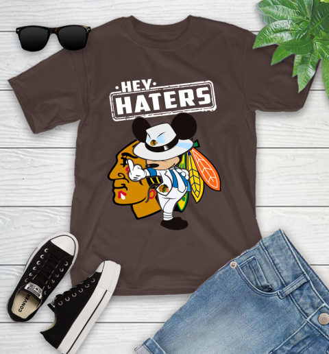 NHL Hey Haters Mickey Hockey Sports Chicago Blackhawks Youth T-Shirt 7