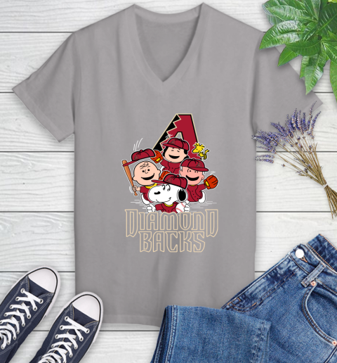 MLB Arizona Diamondbacks Snoopy Charlie Brown Woodstock The Peanuts Movie Baseball T Shirt_000 Women's V-Neck T-Shirt 4