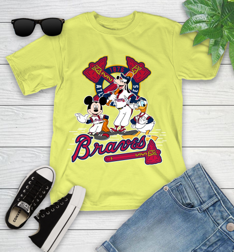 MLB Atlanta Braves Mickey Mouse Donald Duck Goofy Baseball T Shirt Youth T-Shirt 10