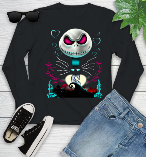 MLB Seattle Mariners Jack Skellington Sally The Nightmare Before Christmas Baseball Youth Long Sleeve