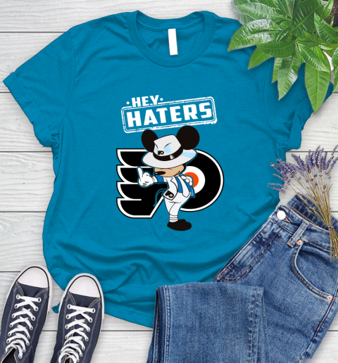 NHL Hey Haters Mickey Hockey Sports Philadelphia Flyers Women's T-Shirt 10