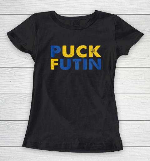 Ukraine Shirt Puck Futin Meme I Stand With Ukraine Ukrainian Lover Support Women's T-Shirt