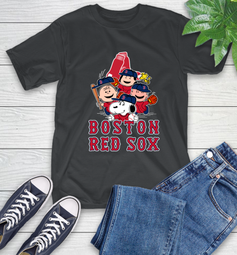 MLB Boston Red Sox Snoopy Charlie Brown Woodstock The Peanuts Movie Baseball T Shirt T-Shirt
