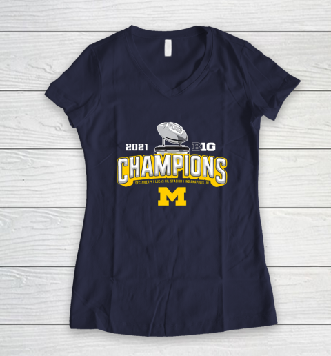 Michigan Big Ten 2021 East Division Champions Women's V-Neck T-Shirt 14
