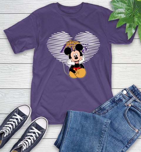 NBA Los Angeles Lakers The Heart Mickey Mouse Disney Basketball Women's  V-Neck T-Shirt