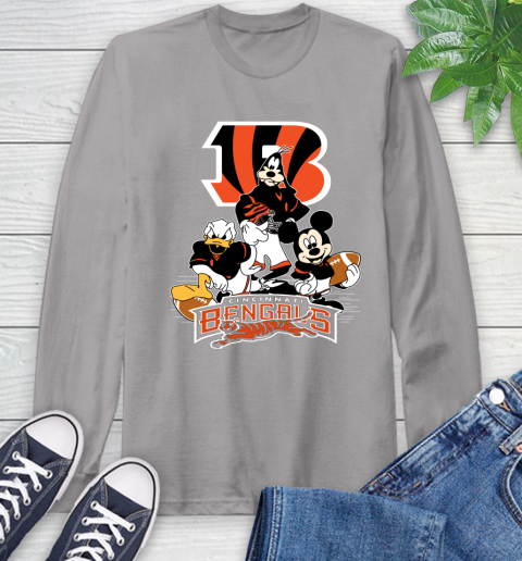 NFL Cincinnati Bengals Mickey Mouse Donald Duck Goofy Football Shirt Long Sleeve T-Shirt 6
