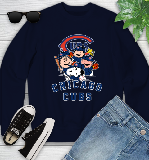 MLB Chicago Cubs Snoopy Charlie Brown Woodstock The Peanuts Movie Baseball T Shirt Youth Sweatshirt 2
