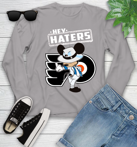 NHL Hey Haters Mickey Hockey Sports Philadelphia Flyers Youth Long Sleeve 5