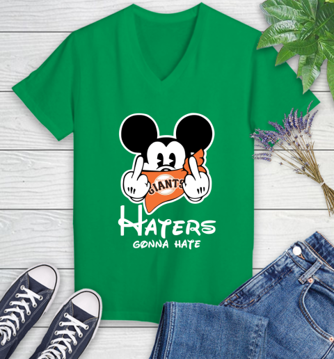 MLB San Francisco Giants Haters Gonna Hate Mickey Mouse Disney Baseball T Shirt_000 Women's V-Neck T-Shirt 5