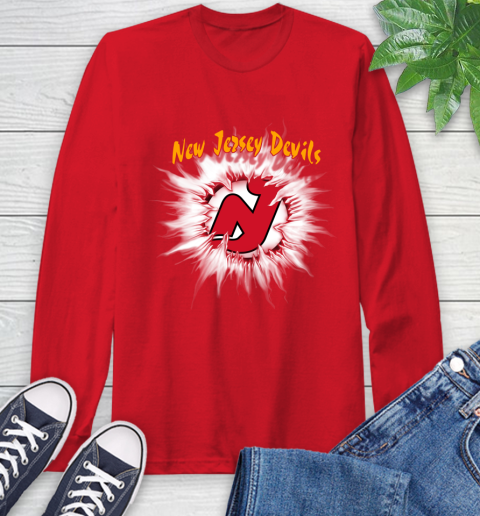 New Jersey Devils NHL Hockey Adoring Fan Rip Sports Long Sleeve T-Shirt 11