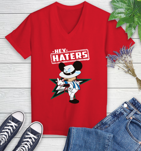 NHL Hey Haters Mickey Hockey Sports Dallas Stars Women's V-Neck T-Shirt 11