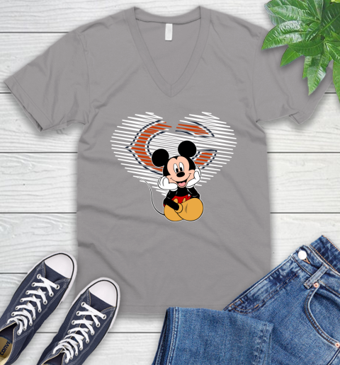 NFL Chicago Bears The Heart Mickey Mouse Disney Football T Shirt_000 V-Neck T-Shirt 3