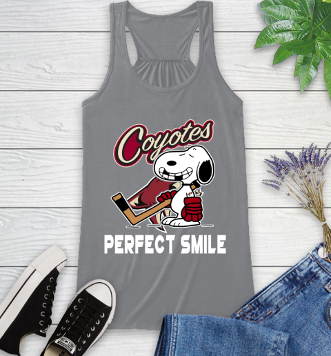 NHL Arizona Coyotes Snoopy Perfect Smile The Peanuts Movie Hockey T Shirt Racerback Tank 4