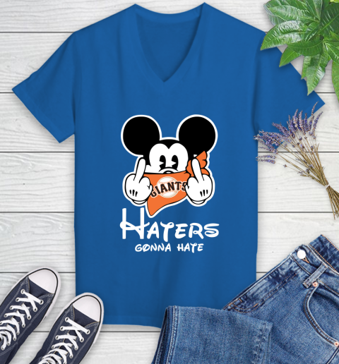MLB San Francisco Giants Haters Gonna Hate Mickey Mouse Disney Baseball T Shirt_000 Women's V-Neck T-Shirt 10