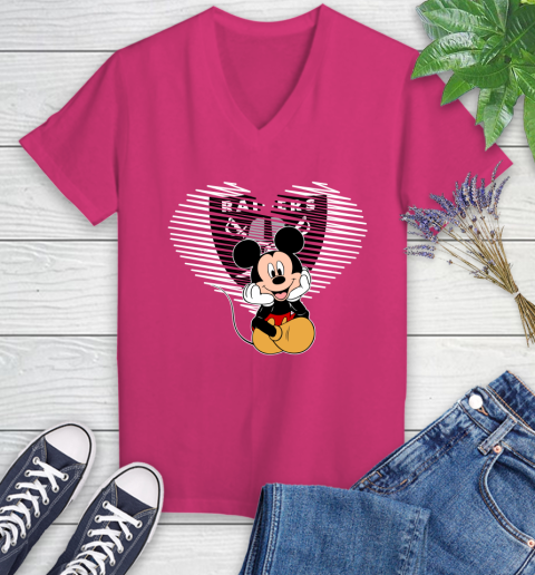 NFL Oakland Raiders The Heart Mickey Mouse Disney Football T Shirt_000 Women's V-Neck T-Shirt 9