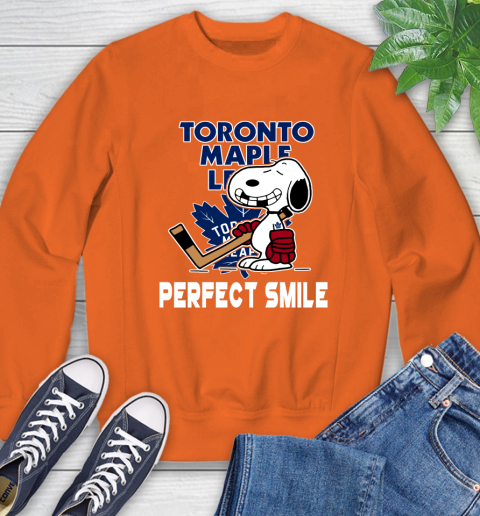 NHL Toronto Maple Leafs Snoopy Perfect Smile The Peanuts Movie Hockey T Shirt Sweatshirt 3