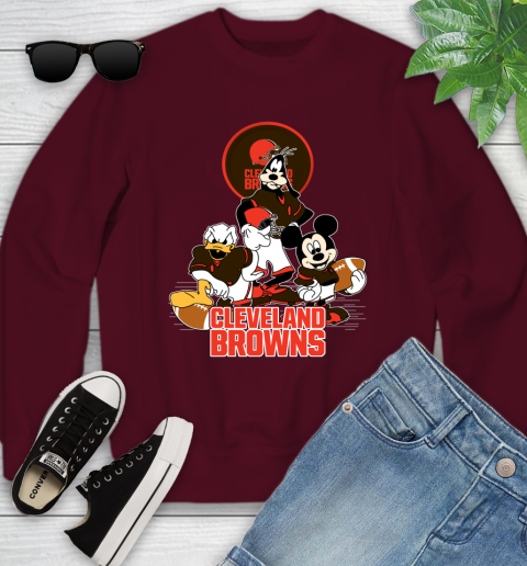 NFL Cleveland Browns Mickey Mouse Donald Duck Goofy Football Shirt Youth  Sweatshirt