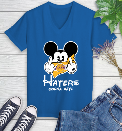 NBA Los Angeles Lakers Haters Gonna Hate Mickey Mouse Disney Basketball T Shirt Women's V-Neck T-Shirt 10