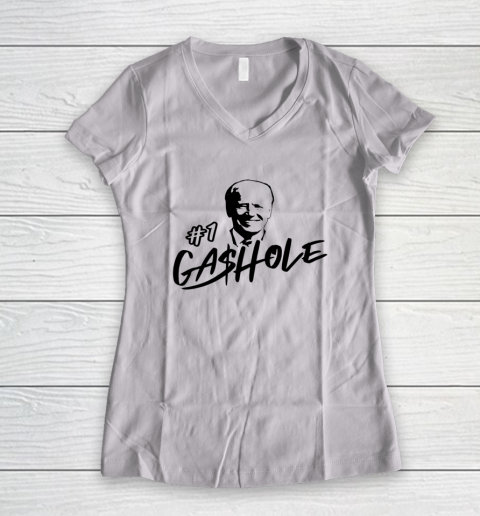 Gashole Biden Funny High Gas Price Gas Pump Anti Liberal Women's V-Neck T-Shirt