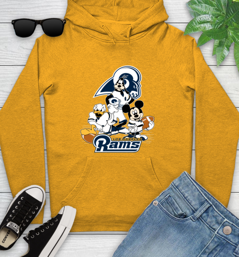 NFL Los Angeles Rams Mickey Mouse Donald Duck Goofy Football Shirt Youth Hoodie 2