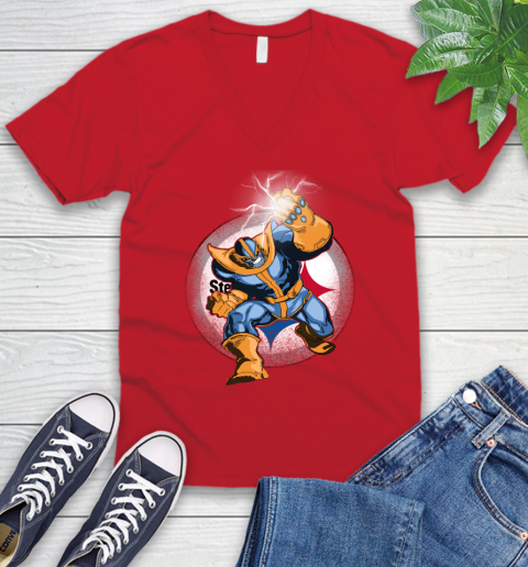 Pittsburgh Steelers NFL Football Thanos Avengers Infinity War Marvel V-Neck T-Shirt 6
