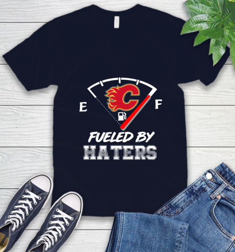 Calgary Flames NHL Hockey Fueled By Haters Sports V-Neck T-Shirt 2