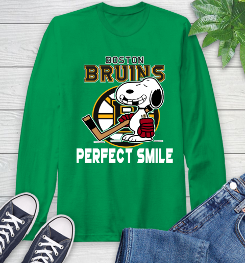 NHL Boston Bruins Snoopy Perfect Smile The Peanuts Movie Hockey T Shirt Long Sleeve T-Shirt 8