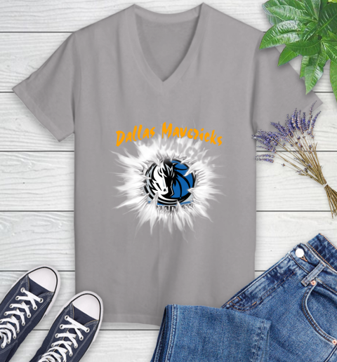 Dallas Mavericks NBA Basketball Rip Sports Women's V-Neck T-Shirt 4