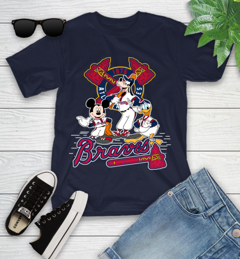 MLB Atlanta Braves Mickey Mouse Donald Duck Goofy Baseball T Shirt Youth T-Shirt 2