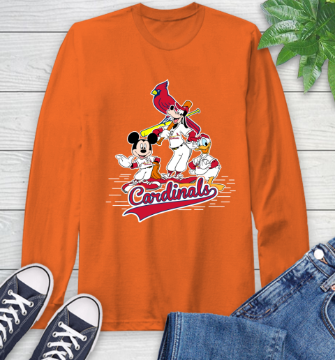 MLB St.Louis Cardinals Mickey Mouse Donald Duck Goofy Baseball T Shirt Long Sleeve T-Shirt 4